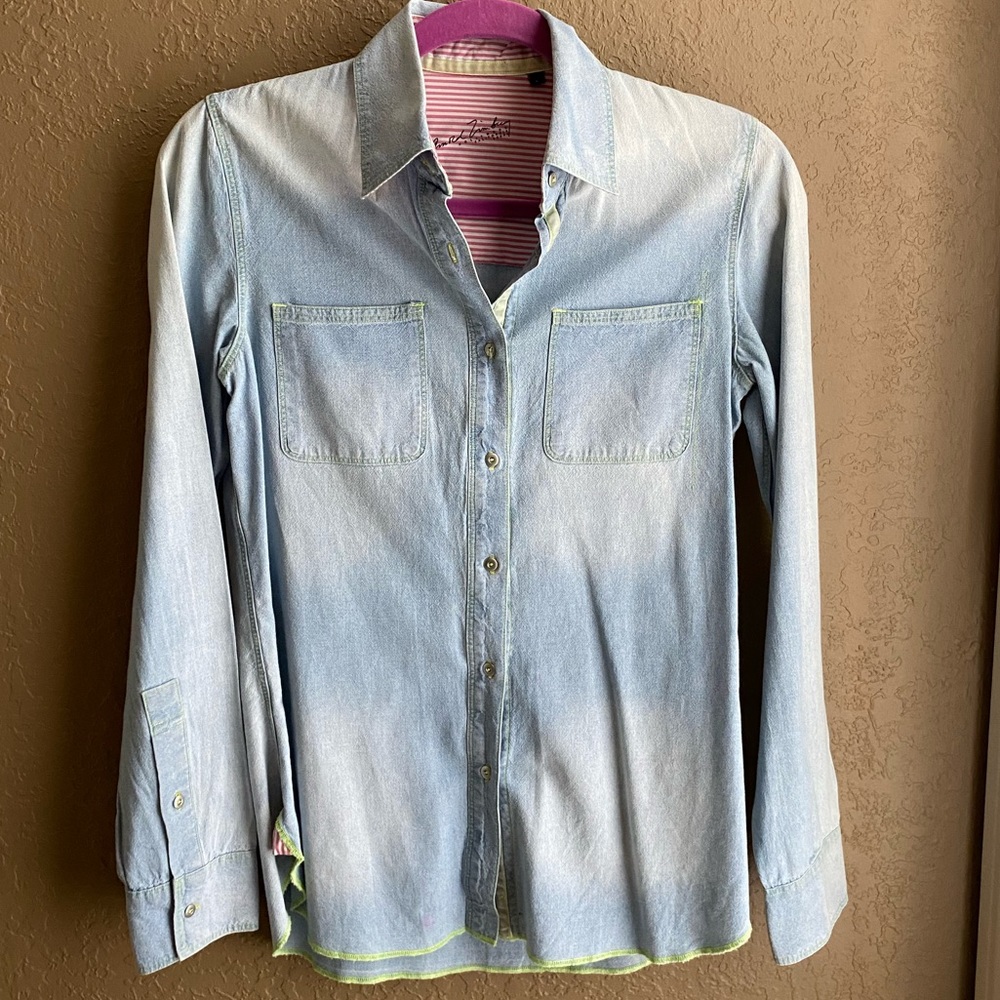 Arnold Zimberg Soft Cotton “denim” Top with Velvet